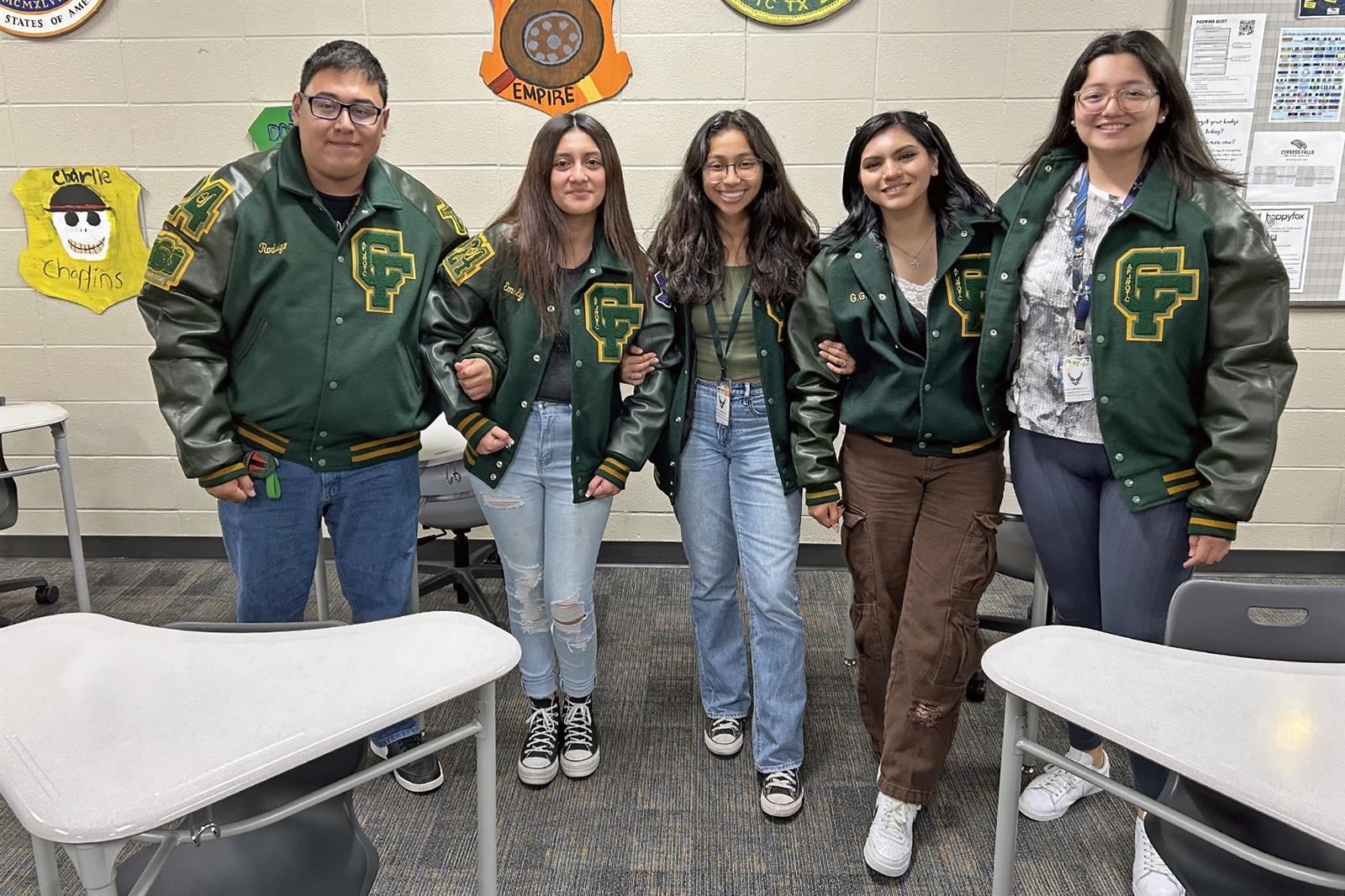 The Cypress Falls High School AFJROTC Unit TX-20003 are led by five senior cadets.